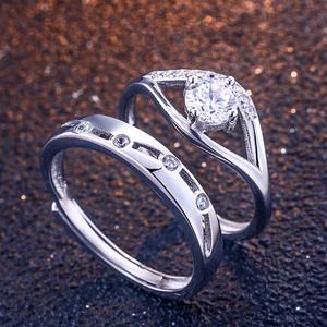 Ensemble de bagues classiques pour couple en gros, plaqué rhodium, argent sterling, design tendance, bijoux de valeur pour mariage et fête CMA - Product Image 3