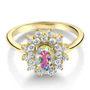 Кольцо мистического топаза овальной формы розовое кольцо мистического топаза анатометальное мистическое топаз - Product Image 6