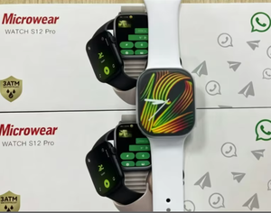 Smartwatch Microwear S12 Pro con Doppia App Social Integrata, Supporto WhatsApp e <span class=keywords><strong>Telegram</strong></span>, Risposta Rapida a Messaggi Testuali/Vocali/Immagini/<span class=keywords><strong>Sticker</strong></span>/Gruppi - Product Image 1