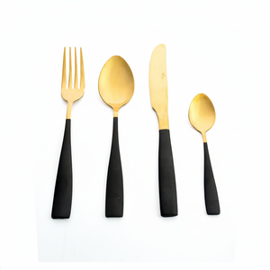 Ensembles de couverts en demande manche noir vintage avec revêtement or PVD outil de couverts à steak de qualité supérieure ensembles de couverts en acier inoxydable 2025 - Product Image 1