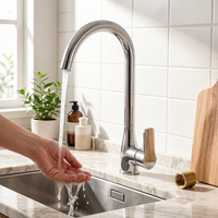 Robinet de cuisine principal en alliage de zinc au design moderne, anti-éclaboussures, avec noyau en céramique, idéal pour les cuisines d'hôtels et d'appartements