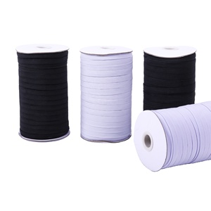 Vente en gros de bandes élastiques plates tressées en textile <span class=keywords><strong>tricot</strong></span>é noir et blanc personnalisées en rouleaux de 3 mm, 5 mm, 6 mm, 8 mm, 10 mm, 12 mm <span class=keywords><strong>pour</strong></span> la <span class=keywords><strong>couture</strong></span> de vêtements - Product Image 1