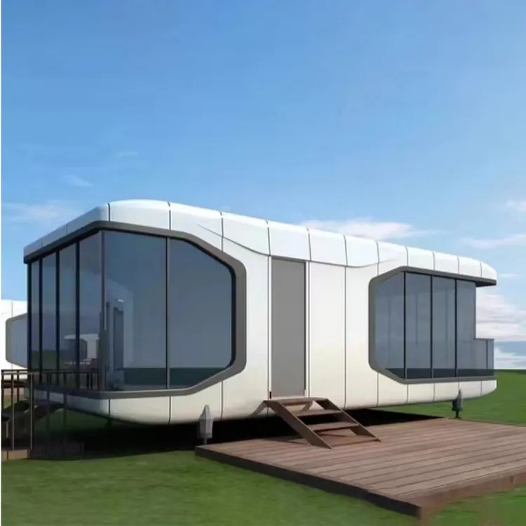 Rumah kontainer nyaman komersial Modern kualitas terbaik rumah Prefab rakit kabin Apple dengan pelat aluminium