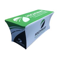 Nappes de table portables personnalisées en polyester et spandex extensible pour salons professionnels, événements promotionnels et fêtes, avec impression par transfert thermique
