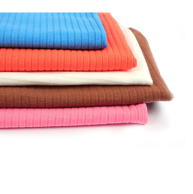 Эластичная трикотажная ткань из мягкого хлопка в рубчик 5*3, трикотажная ткань из полиэстера и хлопка для футболок