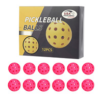 Lot de 12 balles de pickleball de qualité supérieure approuvées par l'USAP, 40 et 26 trous, balles de pickleball extérieures/intérieures avec boîte de couleur, parfaitement équilibrées