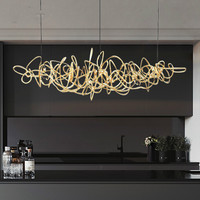 Post-moderne Lumière De Luxe Style Restaurant Long En Acier Inoxydable LED Lustre Or Rose Finition Designer Bar Lustre Modèle
