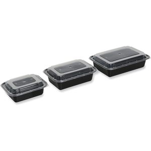 TORECT24 Contenant alimentaire jetable de 24 oz avec couvercle transparent 7,48 x 5,03 x 2,48 Plastique noir 150/carton - Product Image 1