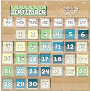 Classroom Monthly <b>Calendar</b> Pocket Chart 2.75x2.75 Inches Polyester Time Management Back To School Rectangle Panel Format - Product Image 1