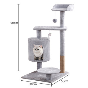 Arbre à chat moderne pour petit appartement avec colonne à gratter en sisal, nid et jouet, structure d'escalade pour chat, vente en gros, pour fournitures pour animaux de compagnie, emballé en carton - Product Image 6