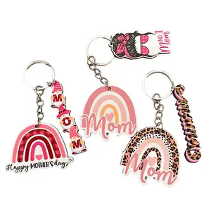 Most popular handmade heart key chains acrylic plastic mom keychain for mother gifts