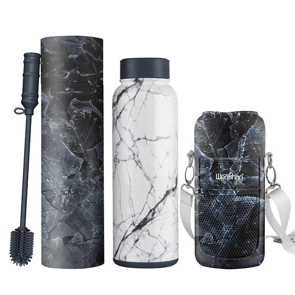 Оптовая продажа, вакуумная колба с двойными стенками объемом 32 унции из нержавеющей стали с металлической крышкой и пластиковой крышкой