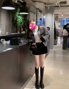 Stile coreano pelle di vacchetta alta Top stivali da cavaliere per le donne marrone con suola spessa e tacco Design dimagrante per l'autunno inverno - Product Image 4