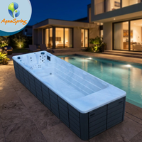 Piscina Moderna Infinita con Spa, Jacuzzi Exterior de Acrílico con Sistema Balboa y Turbina, Piscina Elevada para Jardín de Hotel