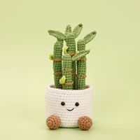 Ornamen Pot Bambu Keberuntungan Rajutan Tangan Dekorasi Meja Crochet untuk Rumah Kantor Kerajinan Tangan Hadiah Buatan Tangan