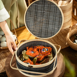 Boîtes cadeaux personnalisées en bois, boîtes rondes en bambou tressé pour le Festival du <span class=keywords><strong>Bateau</strong></span> Dragon, vente en gros - Product Image 4