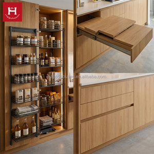 HAPPY HOUSES <span class=keywords><strong>Armoire</strong></span> de <span class=keywords><strong>cuisine</strong></span> gain de place en bois naturel <span class=keywords><strong>avec</strong></span> table à manger coulissante et garde-manger haut fonctionnel – Ensemble moderne - Product Image 3