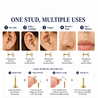 Boucles d'oreilles unisexes Helix en acier inoxydable avec micro-pavé de zirconiums et fermoir à vis pour grossistes en bijoux de piercing