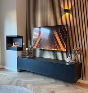 Chimenea <span class=keywords><strong>de</strong></span> Etanol Moderna <span class=keywords><strong>de</strong></span> Acero para Montar en la Pared, Ideal para Salas <span class=keywords><strong>de</strong></span> Estar en Villas y Apartamentos - Product Image 3