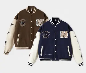 Varsity Jacket OEM Custom Design Adult And Youth Baseball Letterman Jacket Color Fleece Varsity Jacket