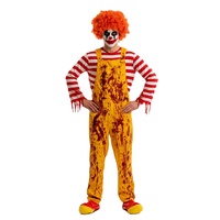 Costume d'Halloween de Clown Maléfique Effrayant, Combinaison Jaune à Rayures pour Hommes Adultes