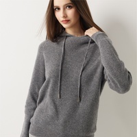 Pull à capuche en tricot côtelé pour femme, 30% cachemire, avec cordon de serrage, tricot chaud automne-hiver, sur mesure