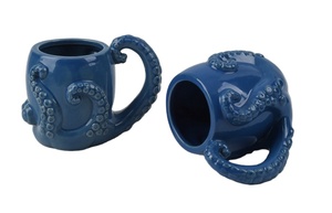 Tasse en céramique bleue 3D en forme de tentacule de pieuvre, personnalisable avec logo, 220 ml, sans BPA, compatible lave-vaisselle et <span class=keywords><strong>micro</strong></span>-<span class=keywords><strong>ondes</strong></span>, pour café, vente en gros - Product Image 4