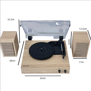 Tocadiscos de Madera Personalizado con Altavoces Externos, Reproductor de Vinilo de 3 Velocidades, Múltiples Modos de Entrada, Sistema de Audio Retro - Product Image 6
