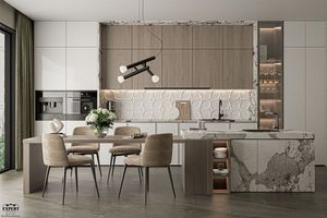 OEM/ODM su misura moderna in acciaio inox armadi da <span class=keywords><strong>cucina</strong></span> con sedie armadio da <span class=keywords><strong>cucina</strong></span> di stoccaggio <span class=keywords><strong>cucina</strong></span> isola organizzatore - Product Image 2