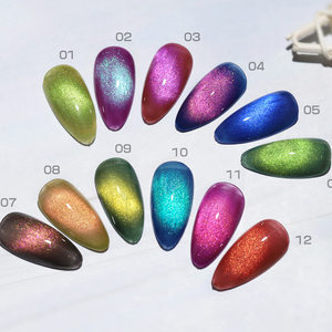 BOZLIN 12 couleurs <span class=keywords><strong>semi</strong></span> permanentes paillettes température changement de couleur magnétique 9D Cat Eye Gel polonais - Product Image 1