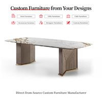 Table à manger minimaliste italienne en bois massif avec plateau en marbre, taille/couleur personnalisables, pieds stables - Modèle Lvfurniture 20260423400