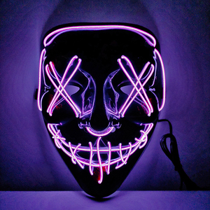 Masque d'Halloween effrayant au design nouveau de Nicro, masque facial en forme de V sanguin, lumineux au néon, qui brille dans le noir, masque de fête à lumière froide LED - Product Image 2