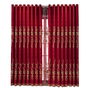 <span class=keywords><strong>Rideaux</strong></span> Festifs Rouges Brodés <span class=keywords><strong>Haut</strong></span> <span class=keywords><strong>de</strong></span> <span class=keywords><strong>Gamme</strong></span> Européens Modernes en Tissu Occultant Épais avec Œillets à Ressort <span class=keywords><strong>pour</strong></span> Salon - Product Image 5