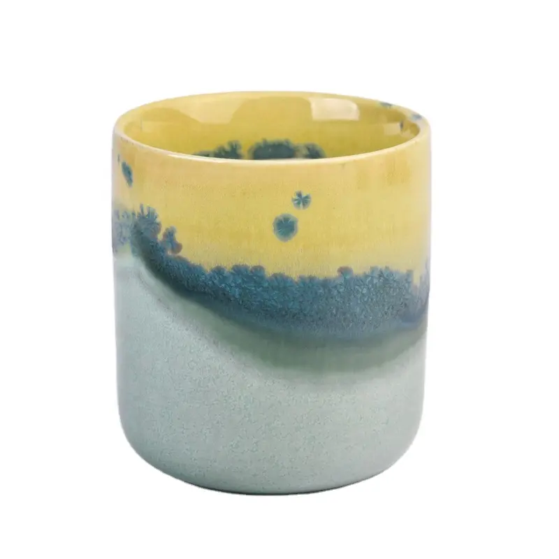 Jarra de vela de cerâmica de 10 onças com desenho de luxo