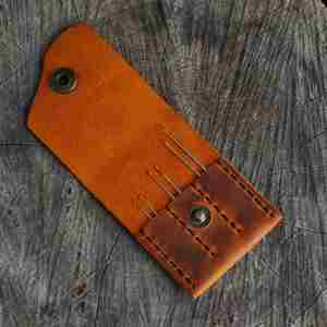 Handmade Genuine Leather Mini Sewing <b>Needle</b> <b>Case</b> with Button Closure Durable Portable <b>Needle</b> Protective Pouch Promotional Gift - Product Image 1