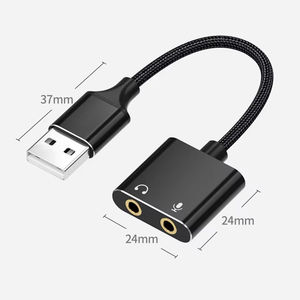 Adaptador de Audio <span class=keywords><strong>Dos</strong></span> en Uno, 8cm USB a 3.5mm, Tarjeta de Sonido Externa, Convertidor de PVC y Aleación de Aluminio, Micrófono para Auriculares de Computadora - Product Image 2