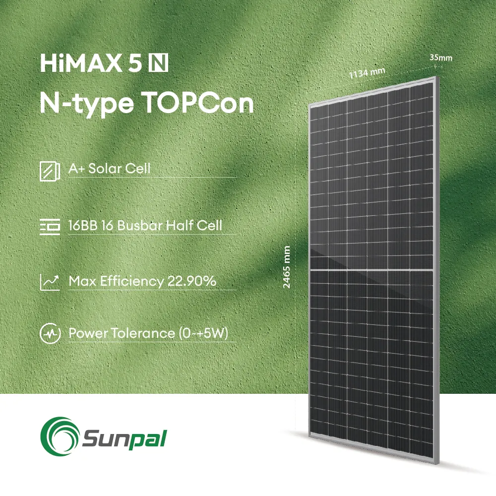 Sunpal Eu Warehouse 156 Half Cell Mono Solar Panel 600W Monocrystalline Pv Glass Module For Energy Storage System