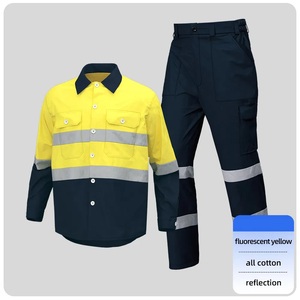 Verano Hi Vis uniforme de trabajo tiras reflectantes hombres 100% ropa de trabajo de algodón con cinta reflectante - Product Image 6