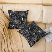 Housse de coussin moderne et artistique, motif de toile d'araignée de champignon, taie d'oreiller en lin, adaptée à la décoration de la maison