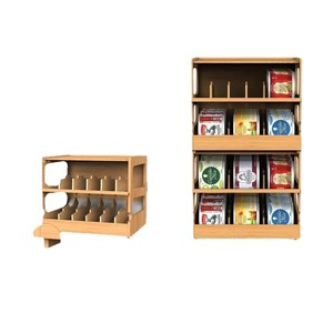 Bamboo Can Organizer Rack Stackable Kitchen Storage <b>Shelf</b> With Divider For Canned Food <b>Desktop</b> Use - Product Image 3