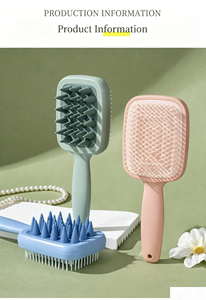 Dual-Sided Handle Fashion Shampoo <b>Brush</b> Coarse Fine Teeth Dry Scalp Cleaning Portable Cushion Puffing Comb Plastic Adult Home - Product Image 4
