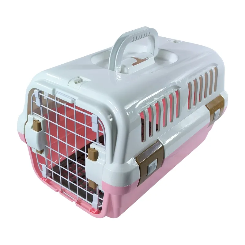 Pengiriman penerbangan disetujui Mobil Portabel plastik kotak transportasi anjing peliharaan kandang pengangkut kandang anjing perjalanan udara