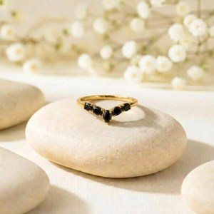 Natural <b>Black</b> Obsidian Promise <b>Ring</b> Delicate Oval Gemstone <b>Ring</b> for Women in 18K Gold Filled or Sterling Silver Handmade - Product Image 3