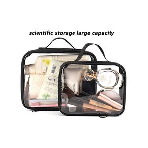 Bolsa de Maquillaje Transparente de PVC con Logotipo Personalizado, Bolsas de Cosméticos de Viaje Transparentes de PVC Ecológicas e Impermeables para Mujer - Product Image 2