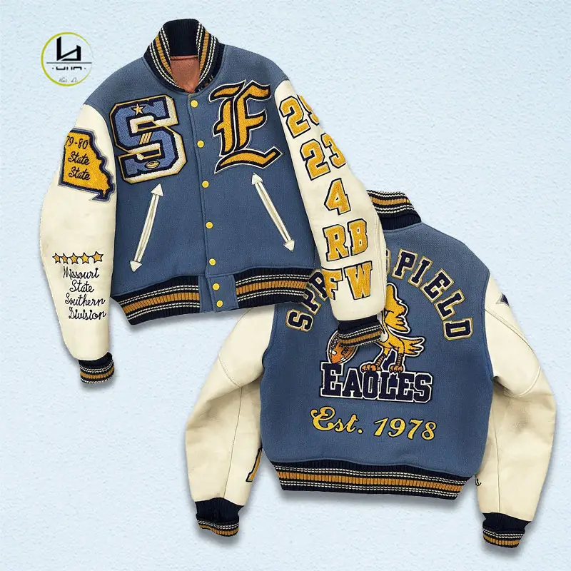 Men's clothing manufacturer wholesale college team letterman jacket custom high quality streetwear baseball varsity jacket
