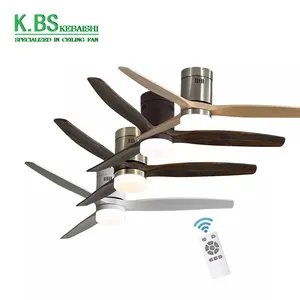 Low Power Consumption Switch Iron Solid Wood AC Remote Control Decorative Indoor Smart Ceiling Fan Light