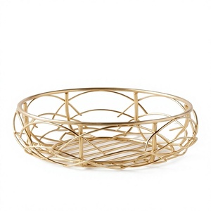 Corbeille à fruits moderne en fil doré, design abstrait, bol ouvert en métal, support de légumes pour table de cuisine - Product Image 1