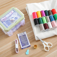 Kit de couture portable mini en gros, étui transparent en plastique pour hôtel et maison, cadeau idéal pour adultes, broderie DIY