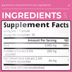 Complément alimentaire OEM Black Cohosh Biotine pour la santé capillaire pendant la péri-ménopause, la ménopause et la post-ménopause - Product Image 3