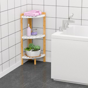 Natural Wood Beech Wood <b>Storage</b> Rack White Rectangle Standing Type Floor Standing Home Living Room Study <b>Corner</b> <b>Unit</b> - Product Image 3